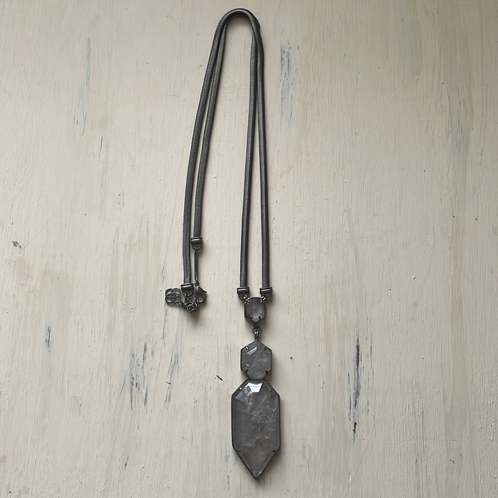 Kendra Scott Long Triple Pendant Necklace Gunmetal Grey